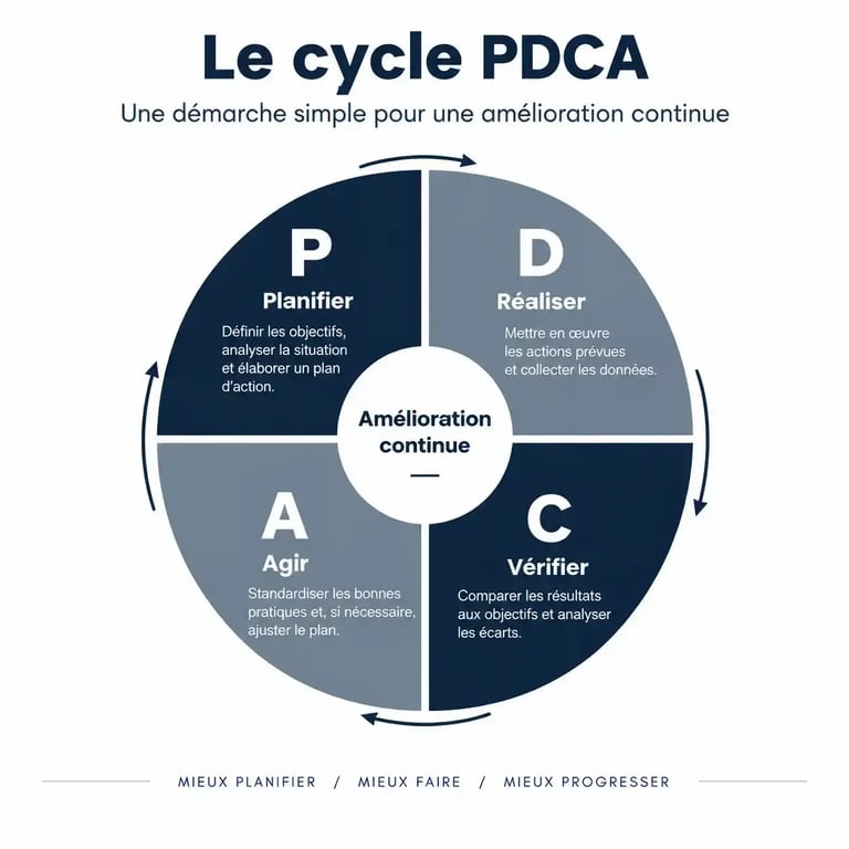 Schéma du cycle PDCA pour le lean management outils