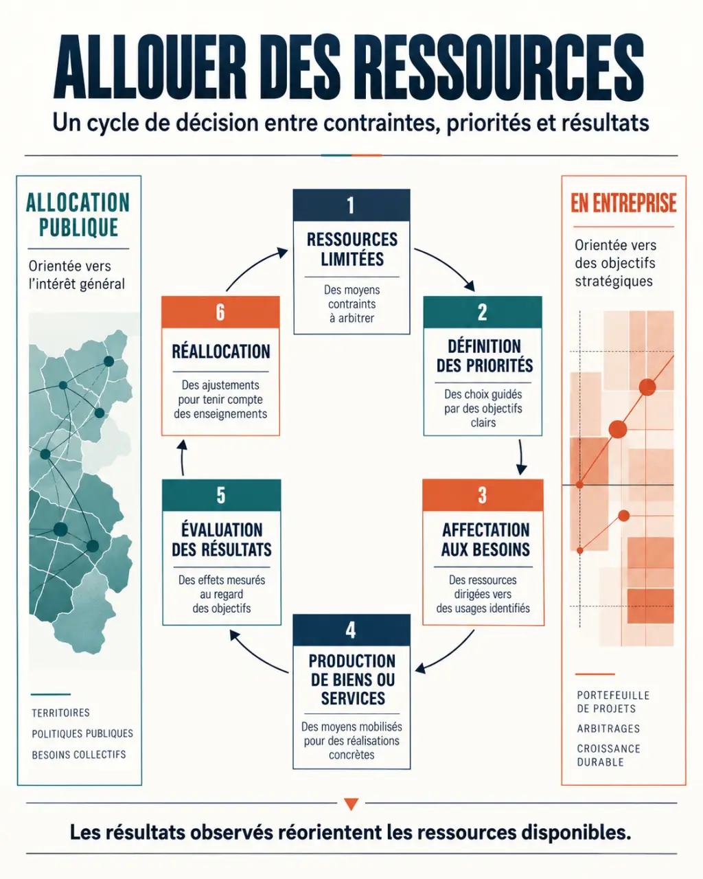 Infographie sur l’allocation des ressources def : priorisation, affectation, évaluation et réallocation