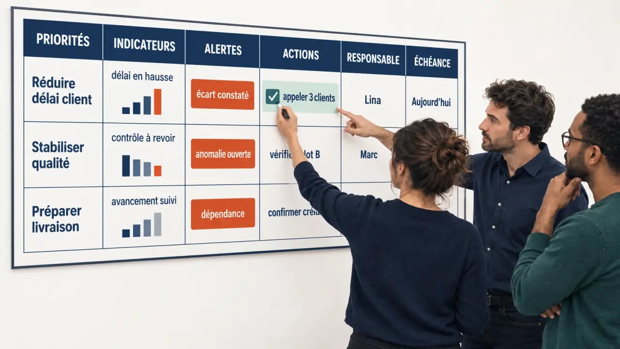 Exemple de tableau utilisé pendant une formation management visuel