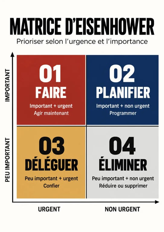 Matrice d’Eisenhower pour gagner en productivité et prioriser ses tâches