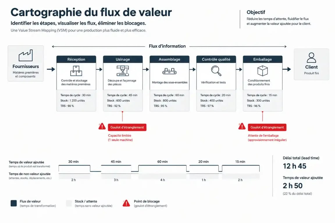 Exemple de VSM pour le lean management outils