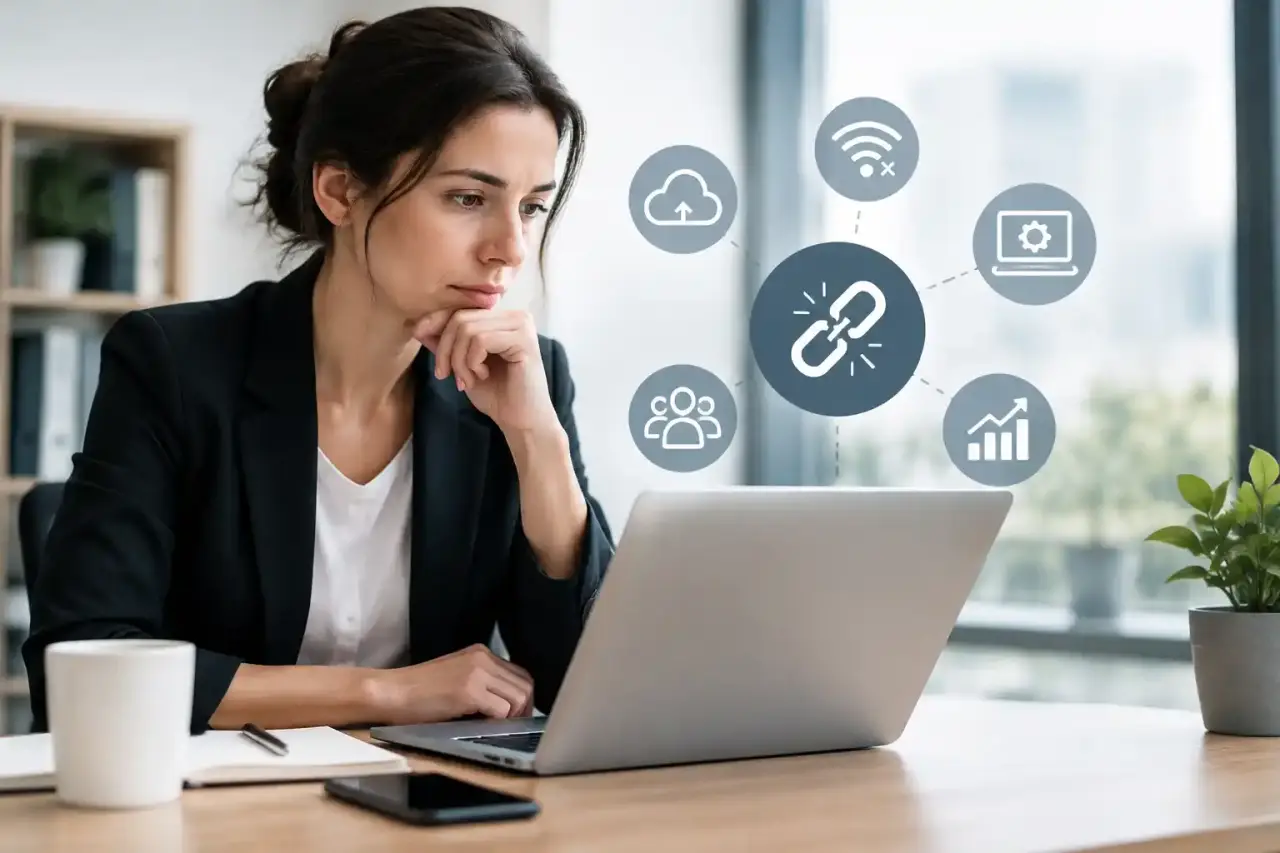 Équipe de PME analysant ses outils numériques en réunion