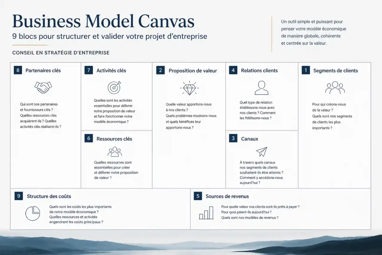 Business Model Canvas : 9 blocs pour structurer et valider votre projet d'entreprise